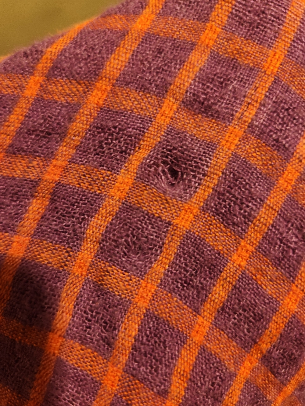 Flax Two-Tone Orange and Purple Checked Pockets Linen Midi Dress Sz. 2G B:54" - Picture 14 of 14